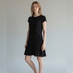 NWT Michael Kors Size S Black Fit & Flare Dress W/Pleated Hem